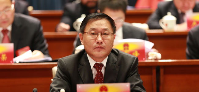 旗委书记麻永飞在主席台就座